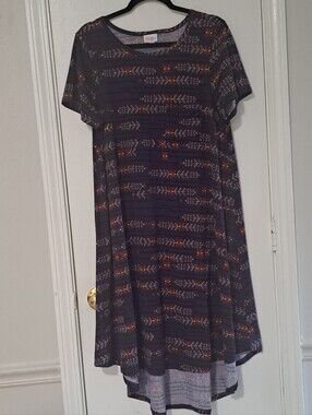 LuLaRoe High-Low Short Sleeve Tribal Print Dress EUC